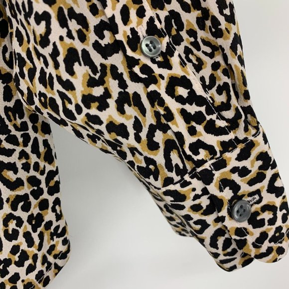 J.Crew Top Leopard Print 100% Silk Button Down Long Sleeve - Picture 13 of 13